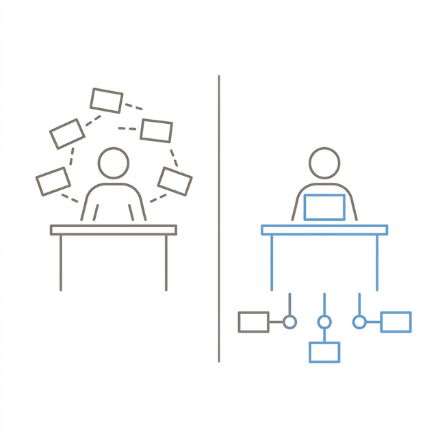 Disconnected tools vs Agent-connected workflow