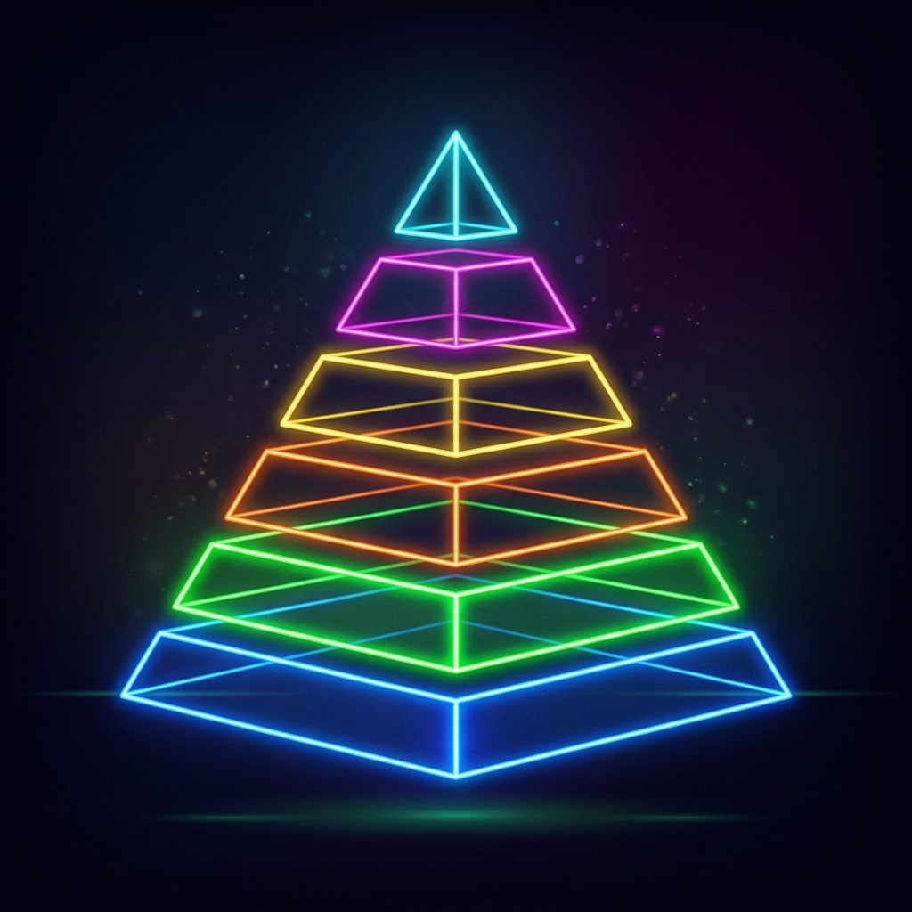 Tháp tư duy Bloom — giá trị thấp kẹt lại, giá trị cao bỏ trống